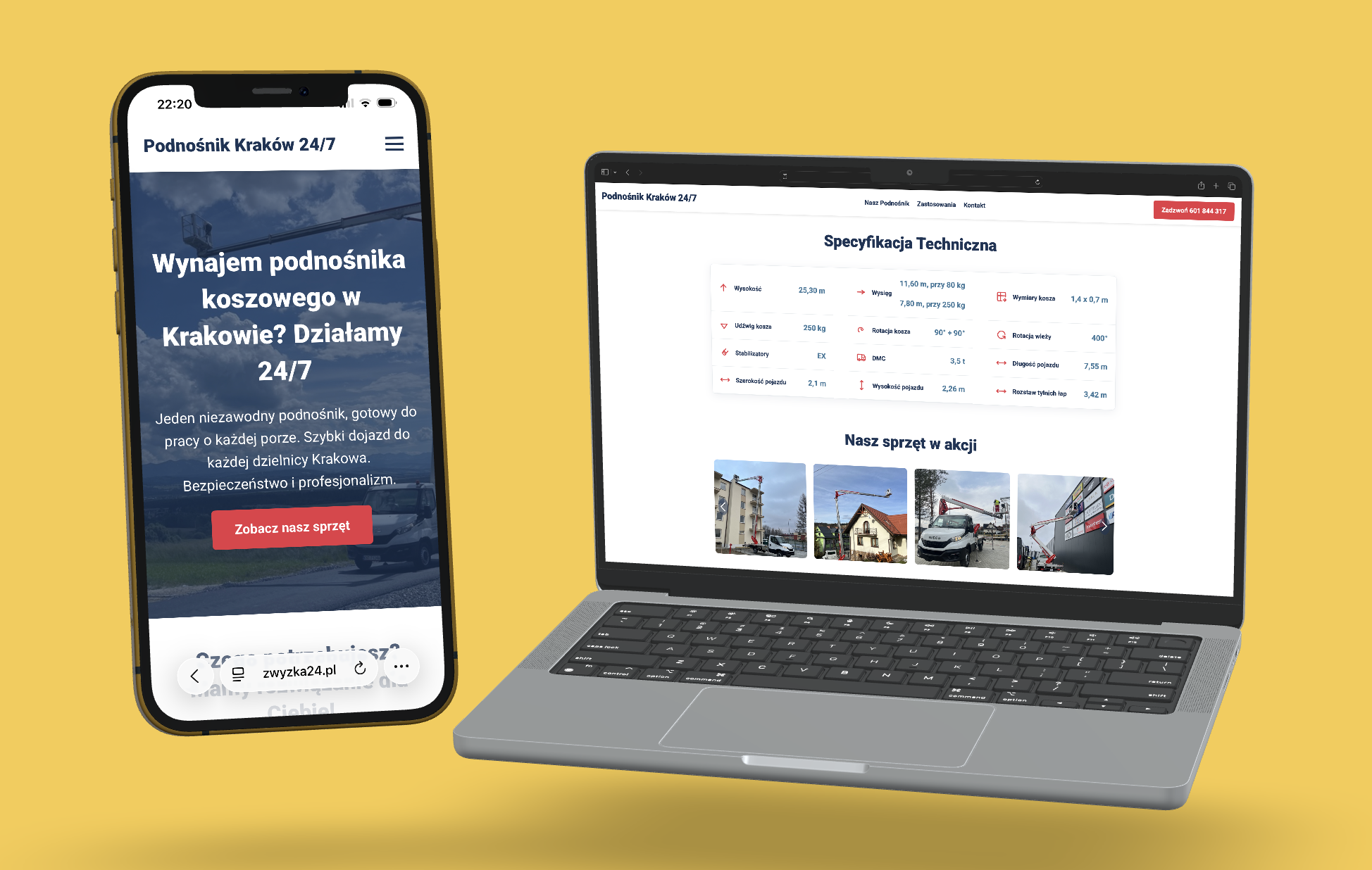 Wynajem podnośnika koszowego project screenshot